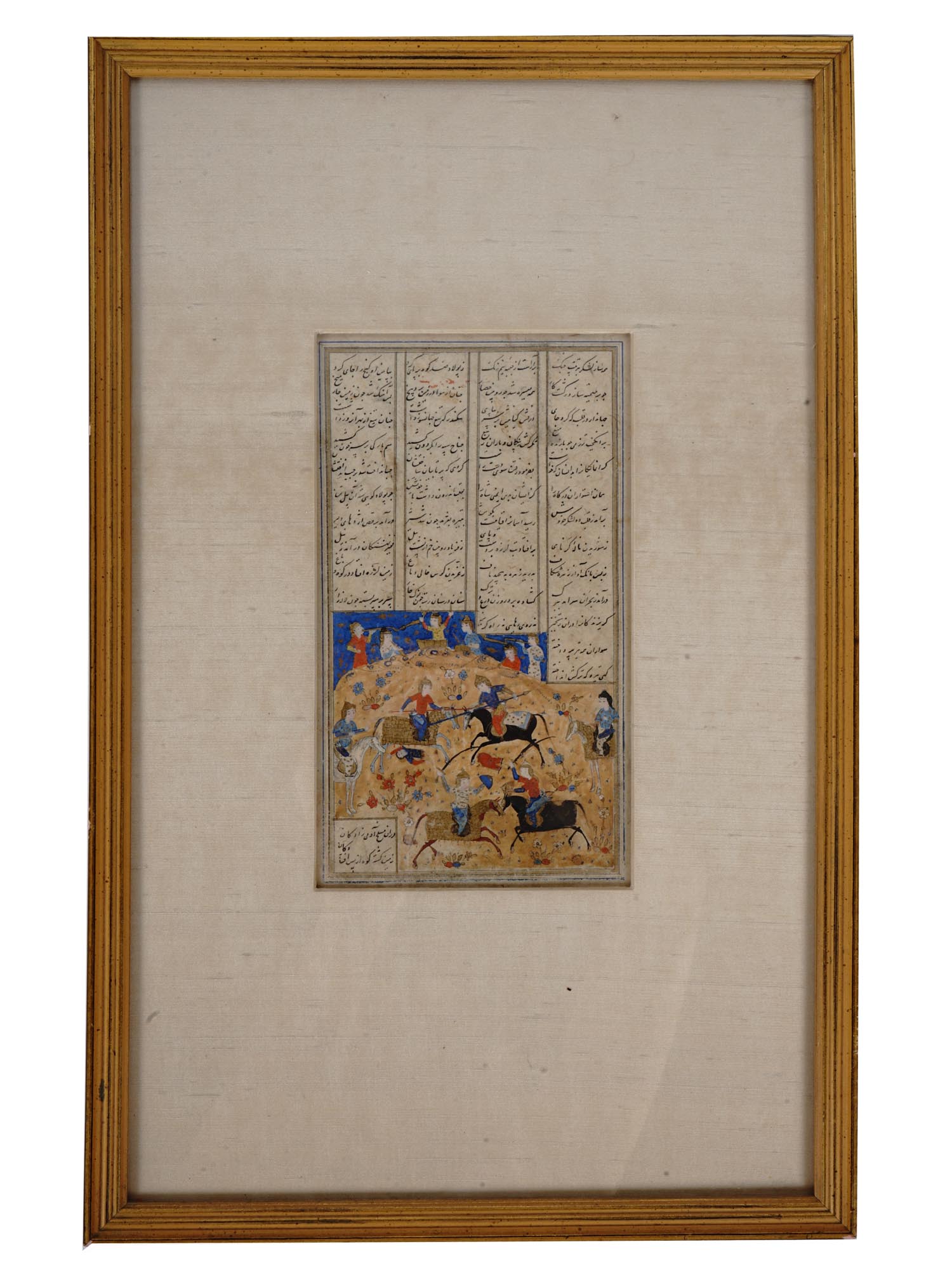 ANTIQUE 17TH CENT PERSIAN MINIATURE OF A BATTLE PIC-0